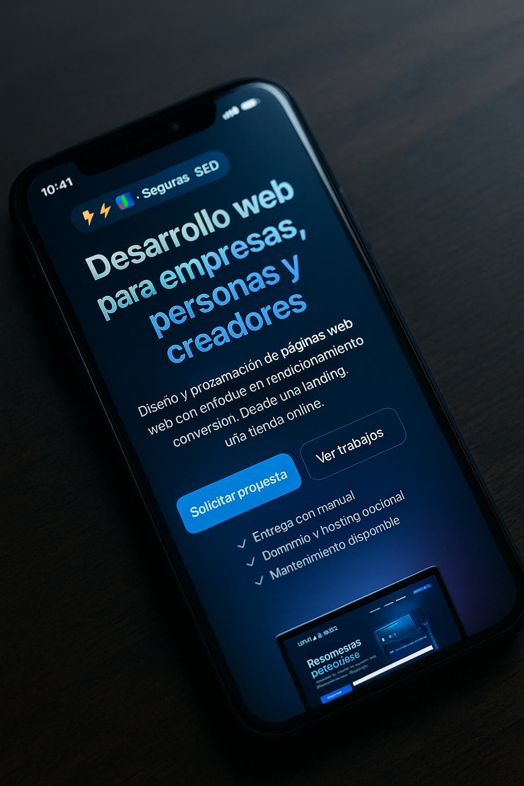 Versión móvil de la web en un smartphone